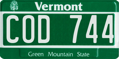 VT license plate COD744