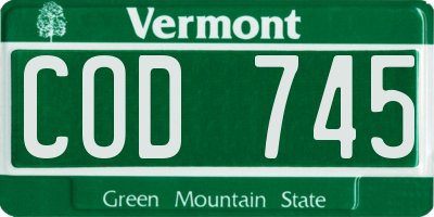 VT license plate COD745