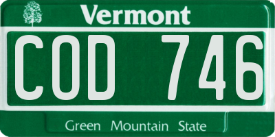 VT license plate COD746