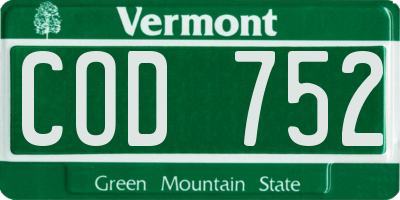 VT license plate COD752