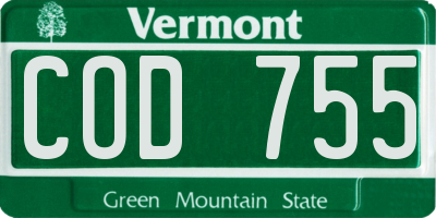 VT license plate COD755