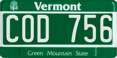 VT license plate COD756