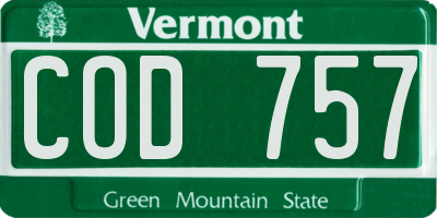VT license plate COD757
