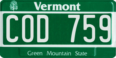 VT license plate COD759