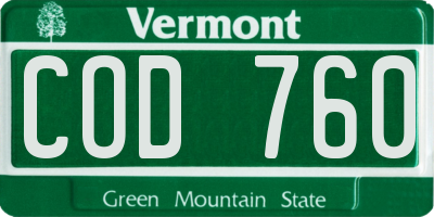 VT license plate COD760