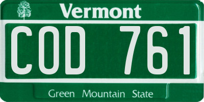VT license plate COD761