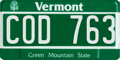 VT license plate COD763