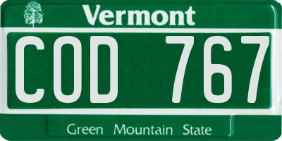 VT license plate COD767