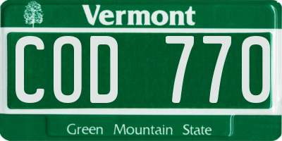 VT license plate COD770