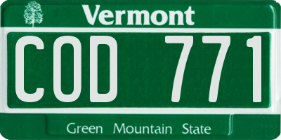 VT license plate COD771