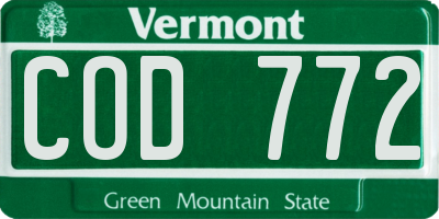 VT license plate COD772