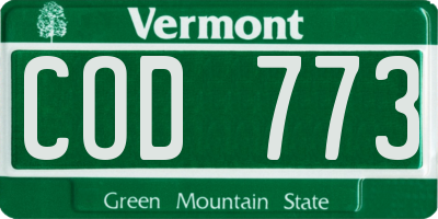 VT license plate COD773