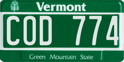VT license plate COD774