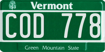 VT license plate COD778