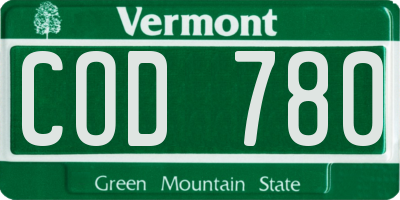 VT license plate COD780
