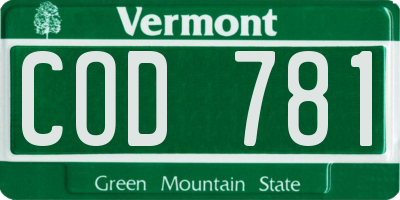 VT license plate COD781