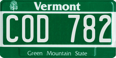 VT license plate COD782