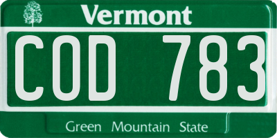 VT license plate COD783