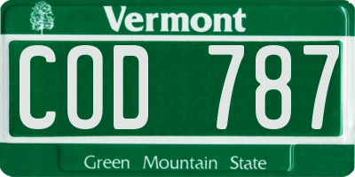 VT license plate COD787
