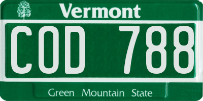 VT license plate COD788
