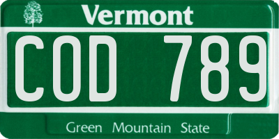 VT license plate COD789