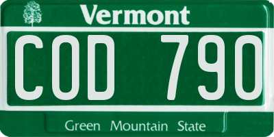 VT license plate COD790