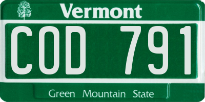 VT license plate COD791