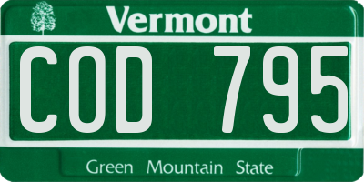 VT license plate COD795