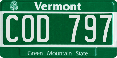 VT license plate COD797