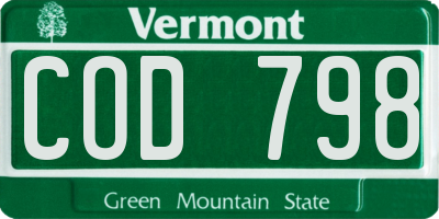 VT license plate COD798