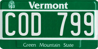 VT license plate COD799