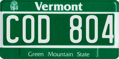 VT license plate COD804