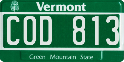 VT license plate COD813