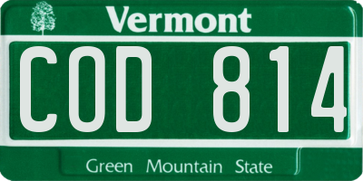 VT license plate COD814