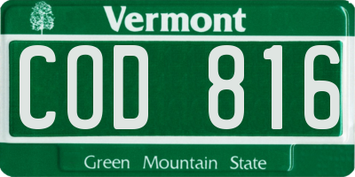 VT license plate COD816