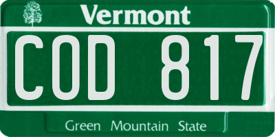 VT license plate COD817