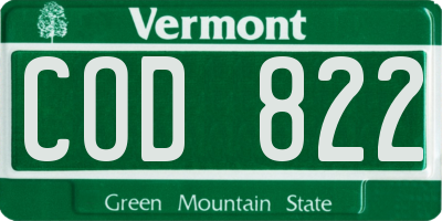 VT license plate COD822