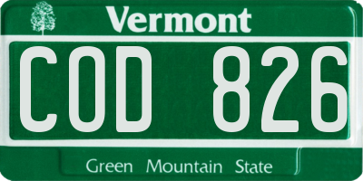 VT license plate COD826