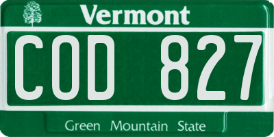 VT license plate COD827