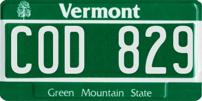 VT license plate COD829