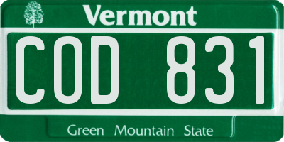 VT license plate COD831