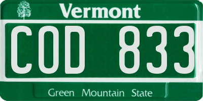 VT license plate COD833