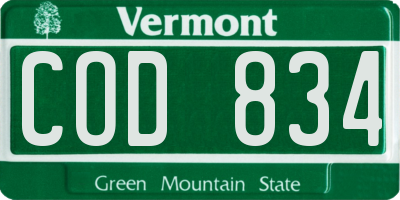 VT license plate COD834