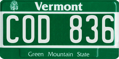 VT license plate COD836