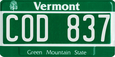 VT license plate COD837