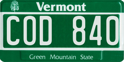 VT license plate COD840