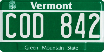 VT license plate COD842