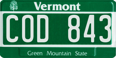 VT license plate COD843