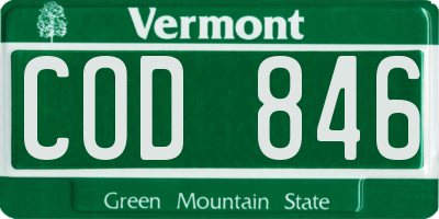 VT license plate COD846