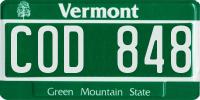 VT license plate COD848